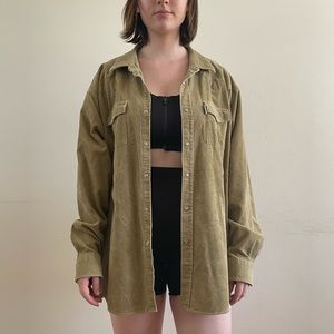 Tan Vintage Corduroy Button-Up